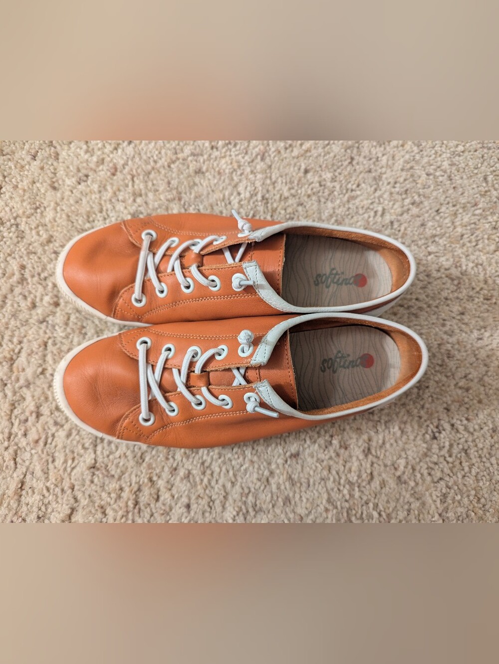 Softinos Isla II Leather Lace-Up Sneakers - Warm Orange/White, EU 42 (US 10.5W)